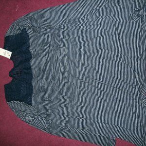 Lane Bryant Navy Stripe Long Sleeve Shirt